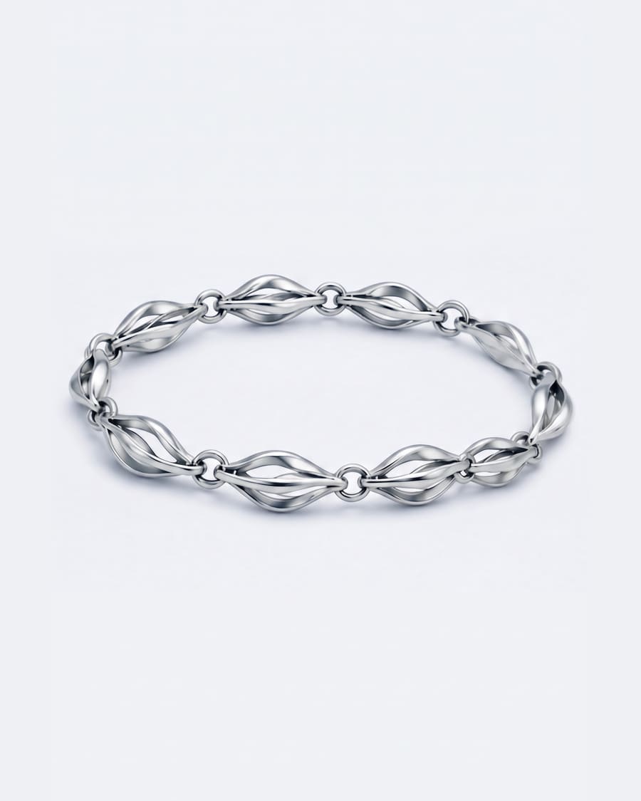 Pulsera Agave Azul de MIJA con baño de rodio blanco